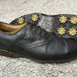 Men’s FOOTJOY ‘Icon Black’ Black Leather Golf Shoes - Size US 11