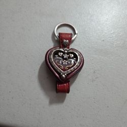 Brighten red leather keychain