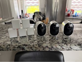 Arlo Pro 5S 2K Indoor/Outdoor Wire Free Spotlight Security Cams (3) +5 Batteries
