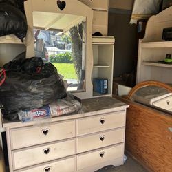 Heart desk, dresser, nightstand set