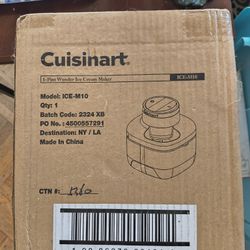 Cuisinart Ice Cream Maker Model ICE-M10, Sealed And Unopened 