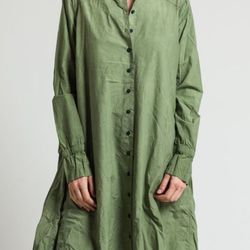 Rundholz Dip Oversized Button-Down Tunic in Green Size L NWOT