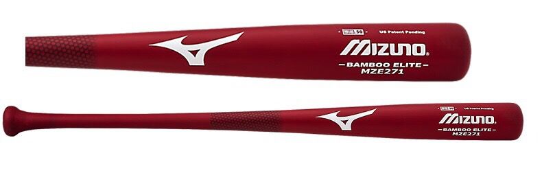 Red Mizuno Wood Baseball Bat 34 inch
