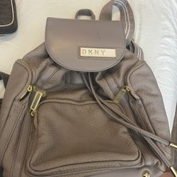 Backpack Dkny leather beige bag