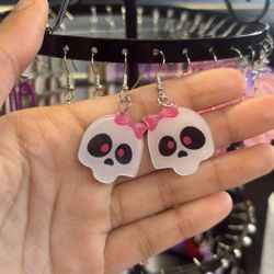 Skull With Bows Earrings 