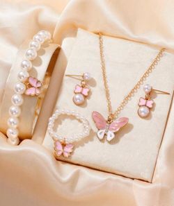 5pcs/Set Women's Fashionable & Simple Faux Pearl Jewelry Set