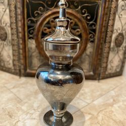 Silver Mercury Glass Large Apothecary Jar Vase With Lid