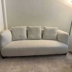 Bouclé Sofa + Chair Set - Light Grey, Great Condition