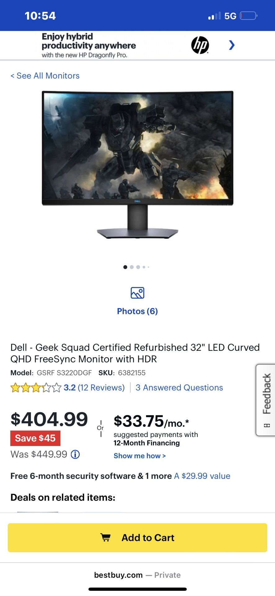Dell 32In monitor
