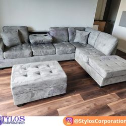 New Sectional (Grey Or Saddle)