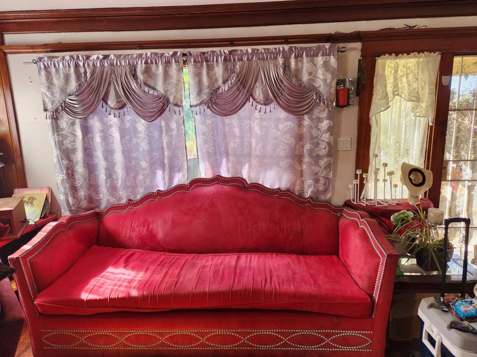 Red Suade Sofa  Bed Couch