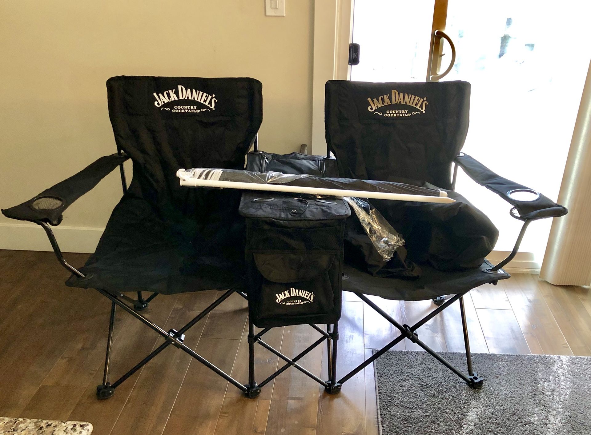 Jack Daniels folding chairs/umbrella/cooler/speakers