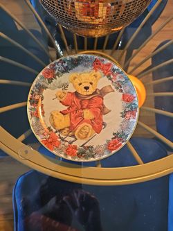 Franklin Mint Heirloom Collection 8" Plate Teddy's Winter Wonderland LA3380 New


