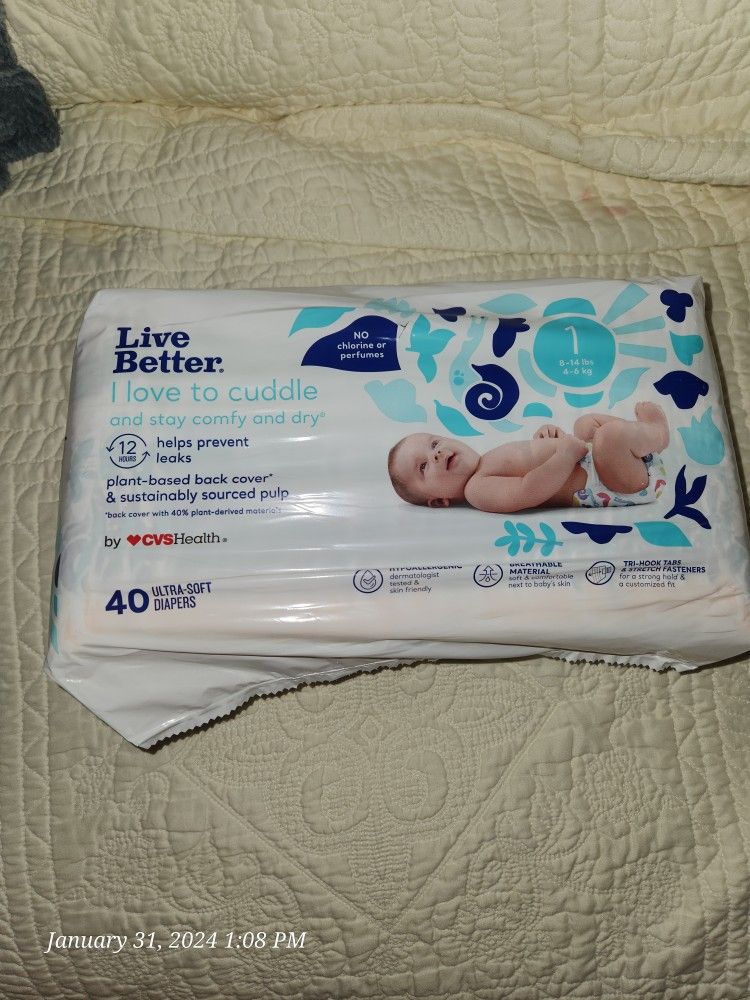 CVS Live Better Size 1 Diapers New