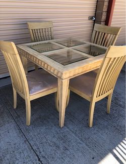 Wood Dining Table Set with 4 Chairs