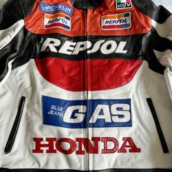 Honda 100% Full Grain Leather Jacket size : Medium 