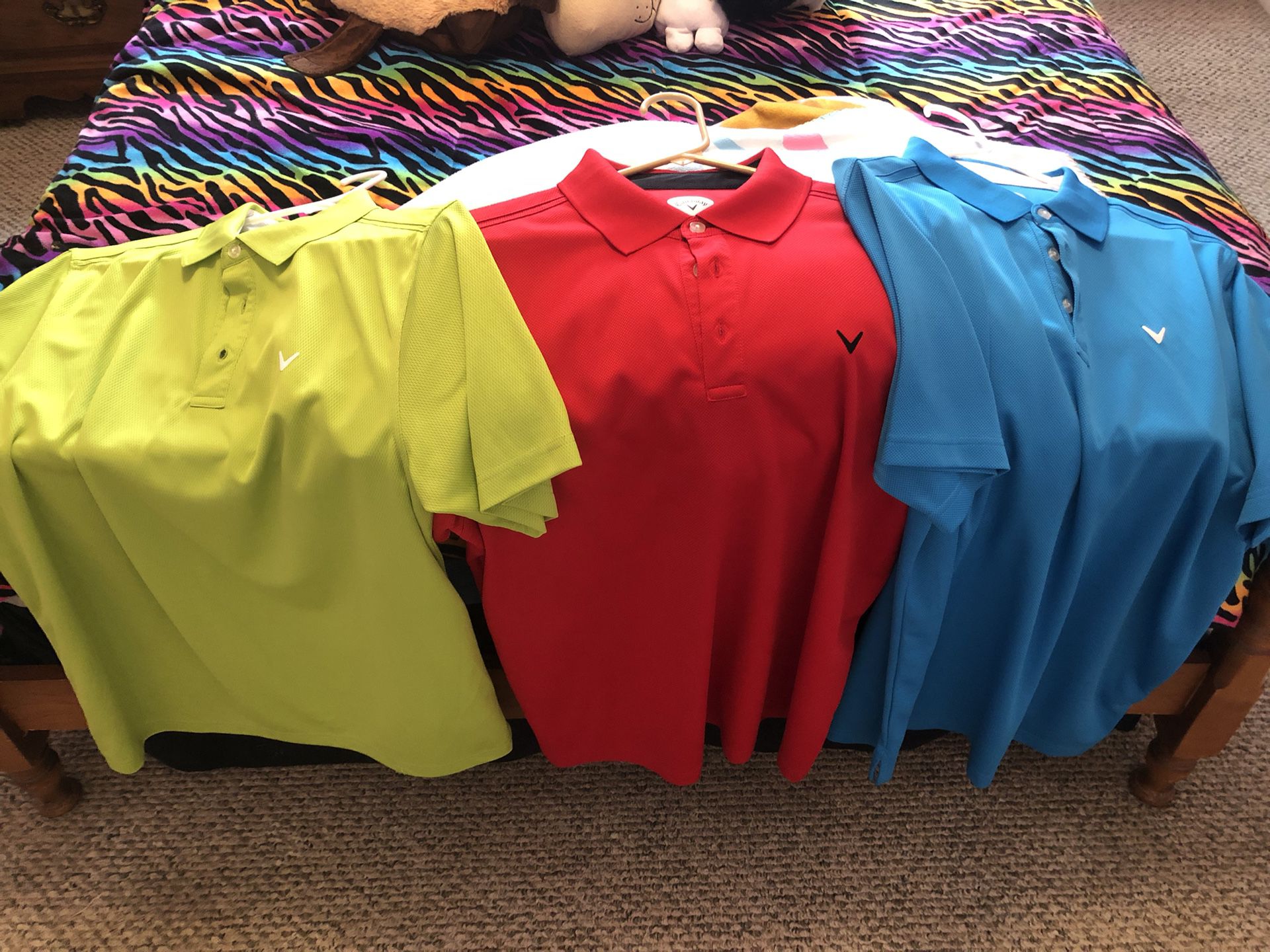 3 Callaway Dry Fit Golf Shirts
