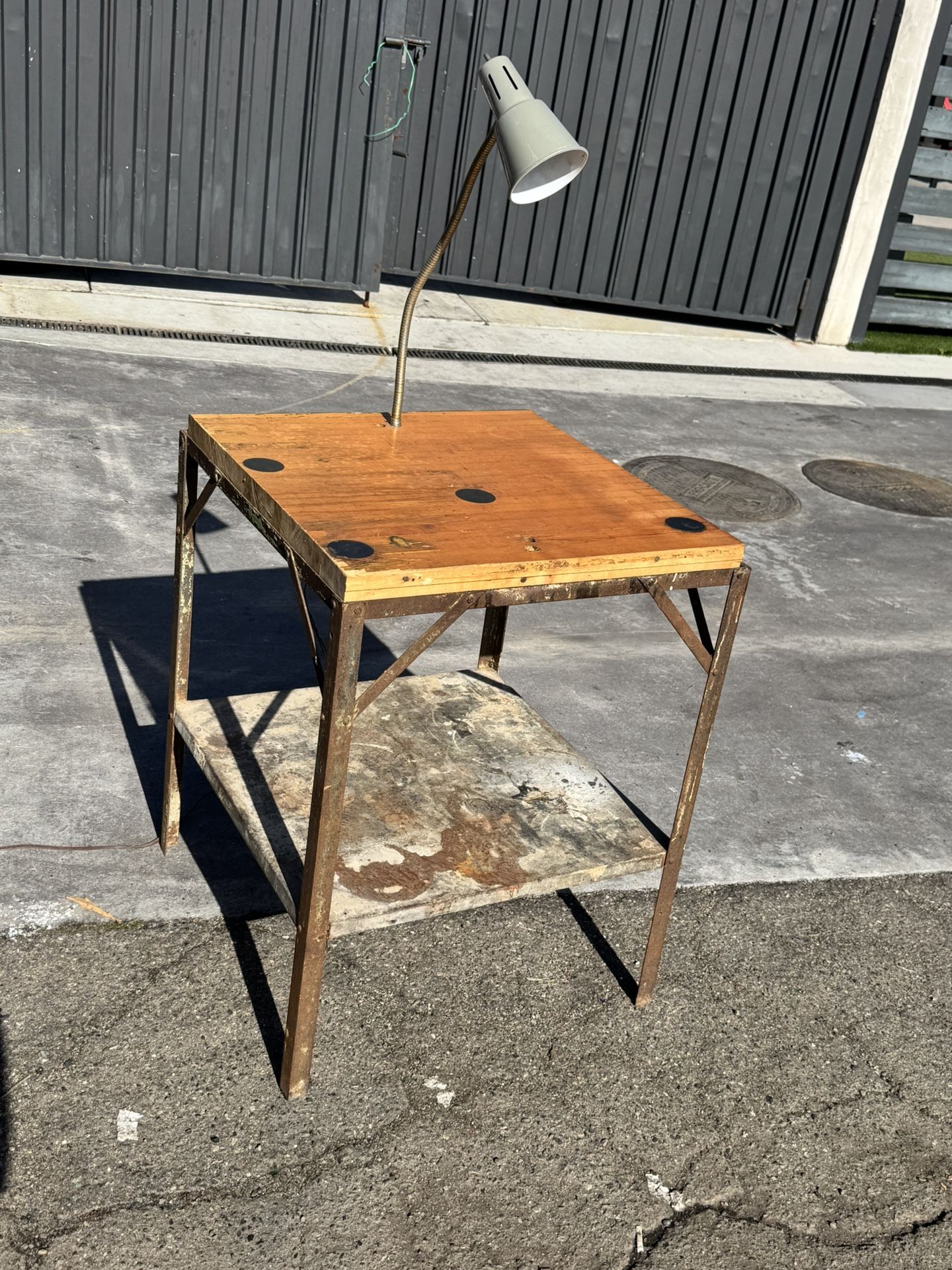 Vintage Industrial Work Bench Table Desk Butcher Block