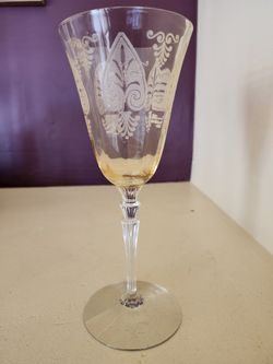 Fostoria Trojan Topaz Yellow Vintage Wine Glass . Set Of 8
