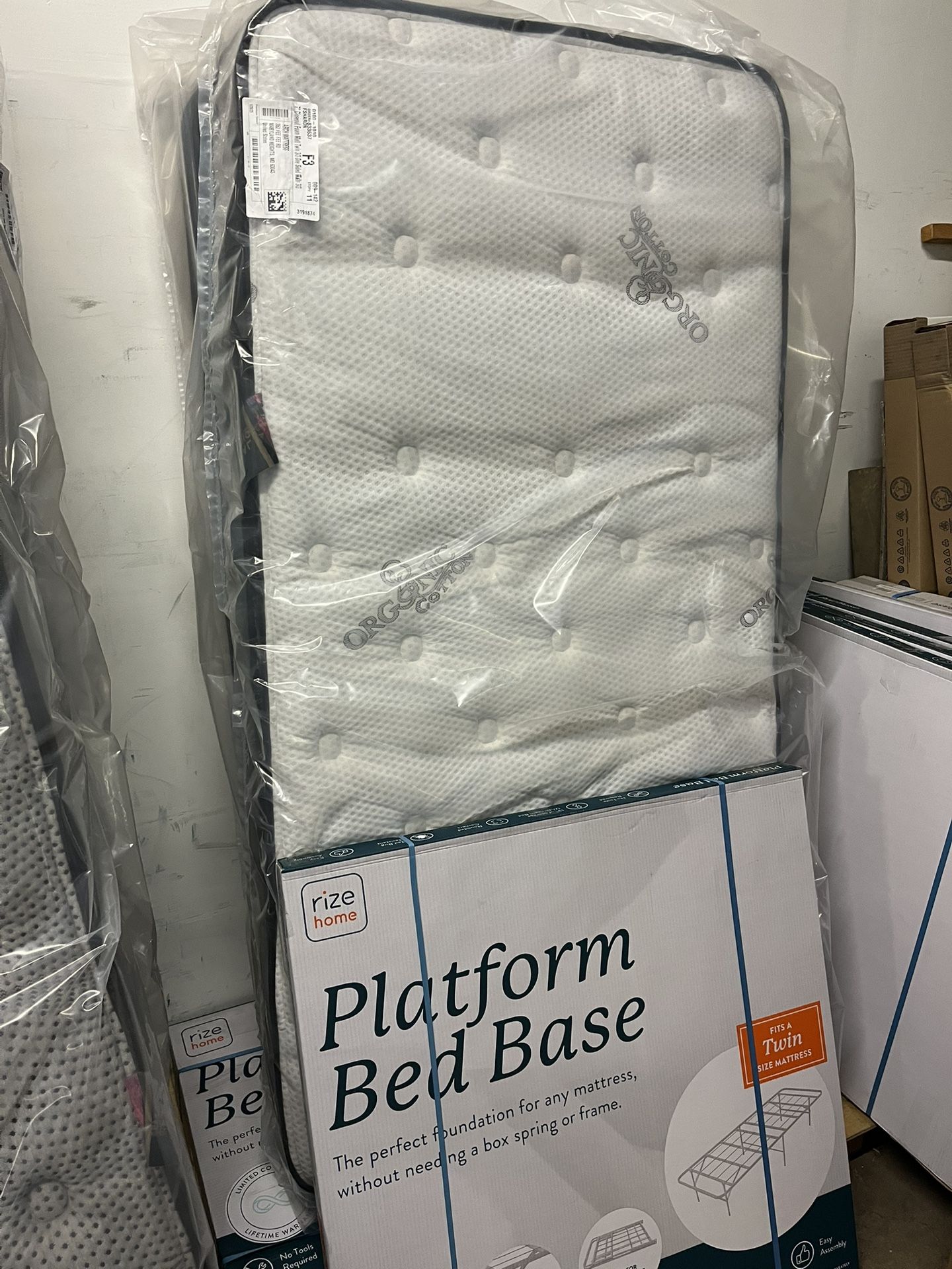 New Twin Size Mattress & New Twin Size Platform Frame