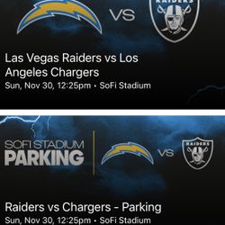 Chargers Vs. Raiders 2 Tickets Section 238. 11/30/2025 (12:25pm) + Parking (Orange Lot)