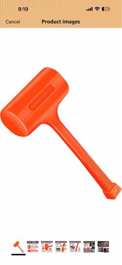 C&T 5LB Dead Blow Hammer, One-Piece Molded Body, Orange Steel Ball Shot Filled Head, Ergonomic Checkered Grip, Spark and Rebound Resistant, Ideal for 