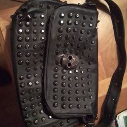 Scarleton Spike Stud Skull Soft Leather Shoulder Bag