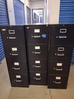 $80 each   Black Metal 4-Drawer Vertical Filing Cabinets