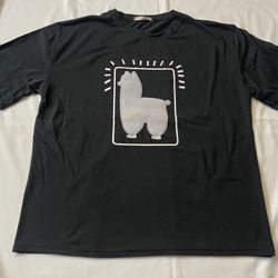 Alpaca llama Women Tee T-shirt Short Sleeve Top Shirt Pullover Black One Size