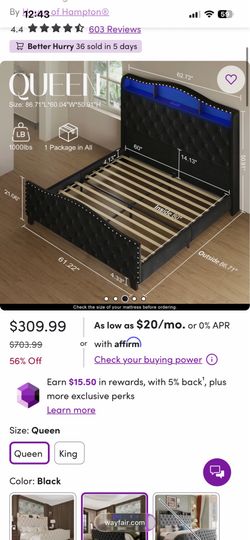 Queen bed frame