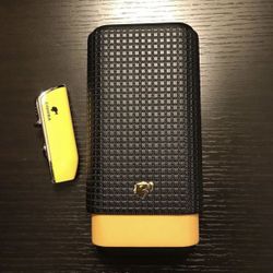 Cedar Wood Lined 3 Ct Travel Case & Jet Flame Torch Lighter