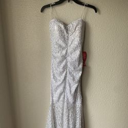 Brand new woman’s Jump Apparel brand white sequin long dress up for sale 