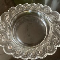 Signed Authentic Lalique Glass Scallop Oval Dish