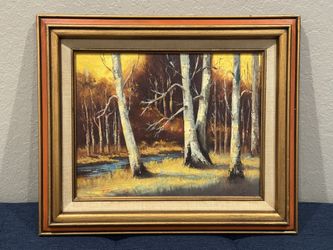 Stunning 1974 Autumn Forest Oil Painting by Cal. artist E. Larri Cusolito