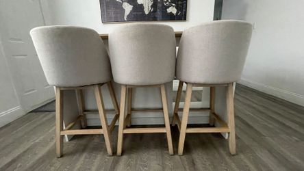 Set of 3 Upholstered Counter Stools