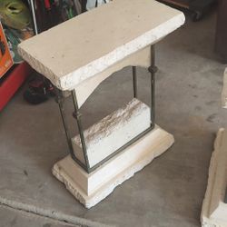 Two Stone and Metal End Tables