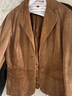 Brown Suede Leather Blazer Jacket