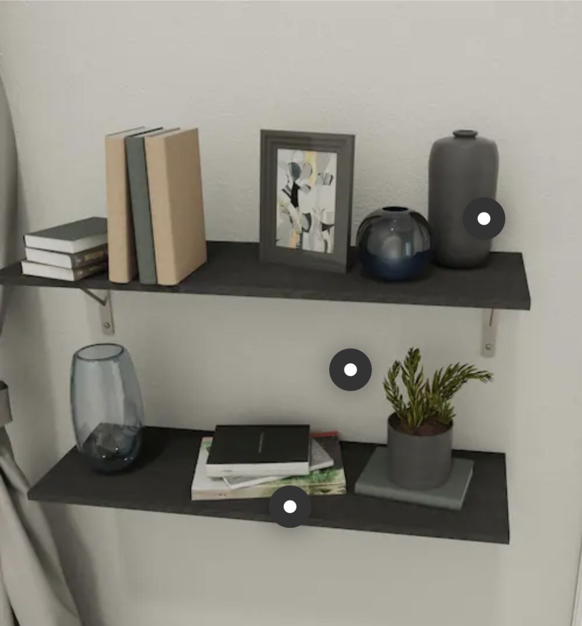 6- Black Laminate Floating Bookshelf Boards 14 1/2 x 5 X 1/2”