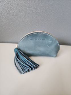 Portland Leather Goods Taco Tassel Pouch Blue Full-Grain Leather Coin Purse Zip Pouch
