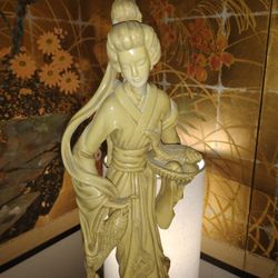 Beautiful Large Antique Hand Carved Japanese Statue