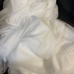 White Polyester Semi Sheer Drape