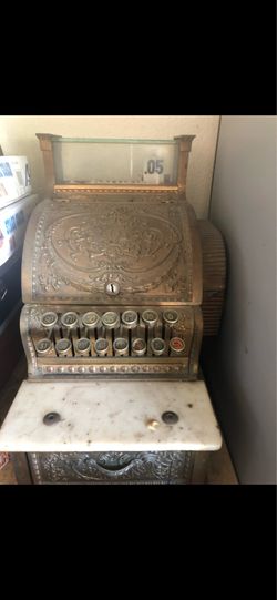 Brass Antique National cash register with key.. great for old western TV shows movies plays museums antique shop. all working