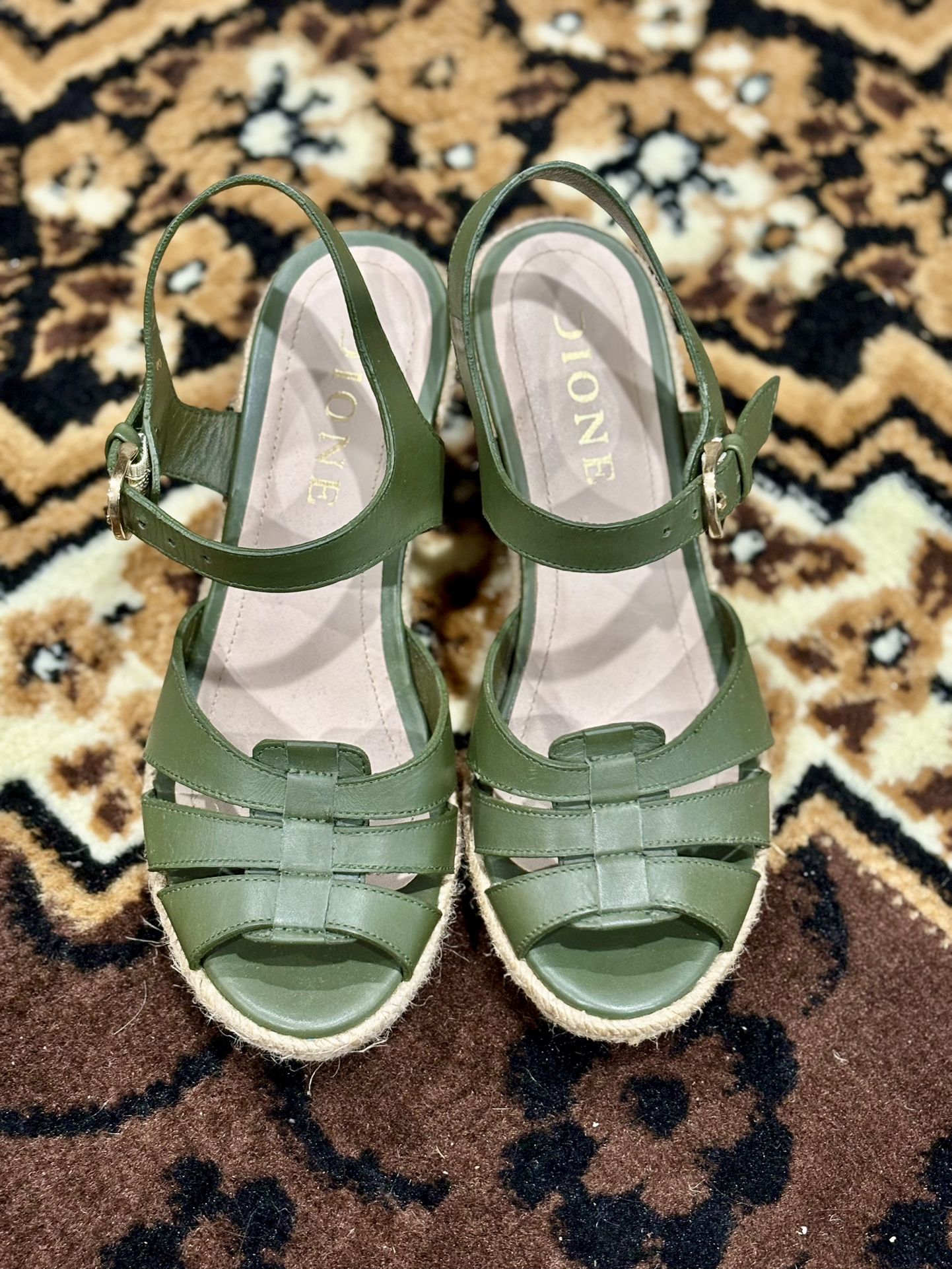 Green Wedge Sandals