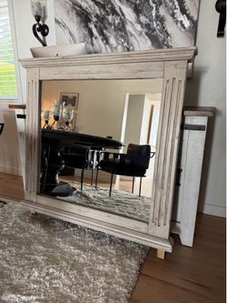 White distressed mirror