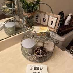 Farmhouse Bathroom Two Tiered Tray Decor 