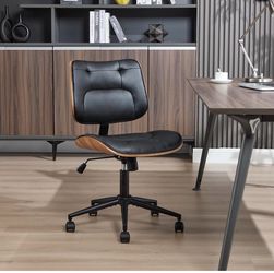 Mid-Century Modern Office Chair with Walnut Wood
