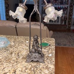 Antique Brass Plated Double Shade Heyco Lamp