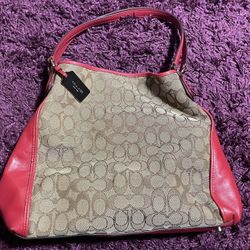 Coach Khaki Red Phoebe Purse Handbag