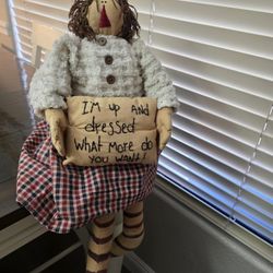 Rare Vtg Primitive Honey & Me  27" Doll  Im Up And Dressed What More Do You Want