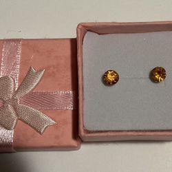 Cute Little Orange Color Stone Earrings NEW. Buy 1 get 1 FREE (colors Vary On Free)